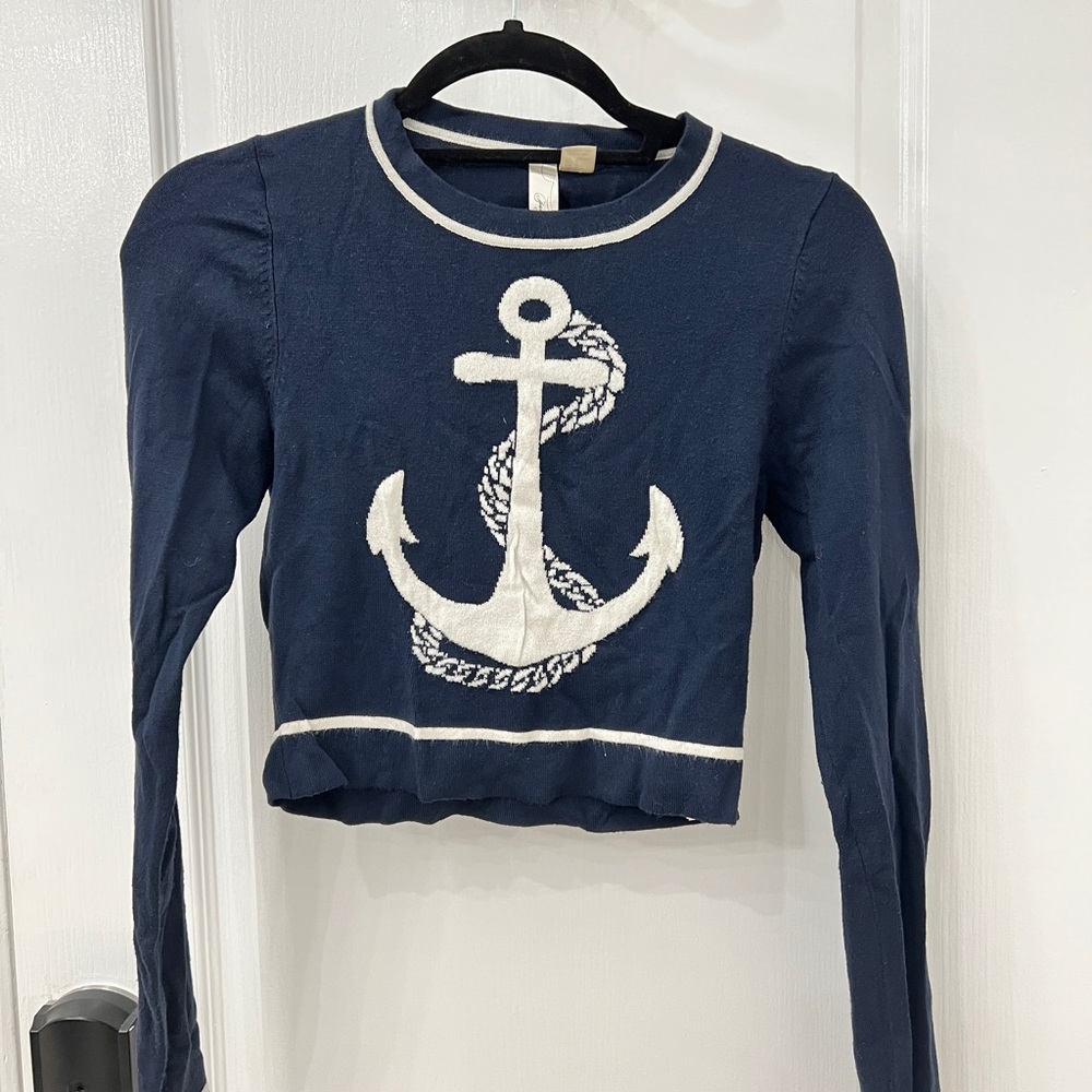 Anchor print cropped sweater
